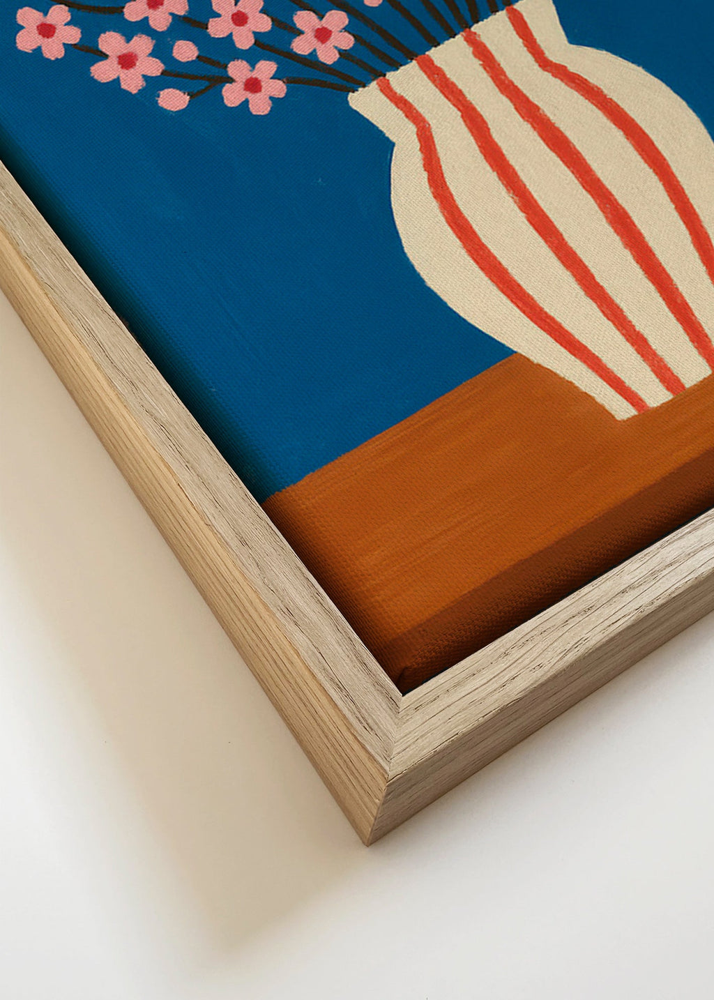 Botanisk plakat: vase med rosa blomster – Canvas detail