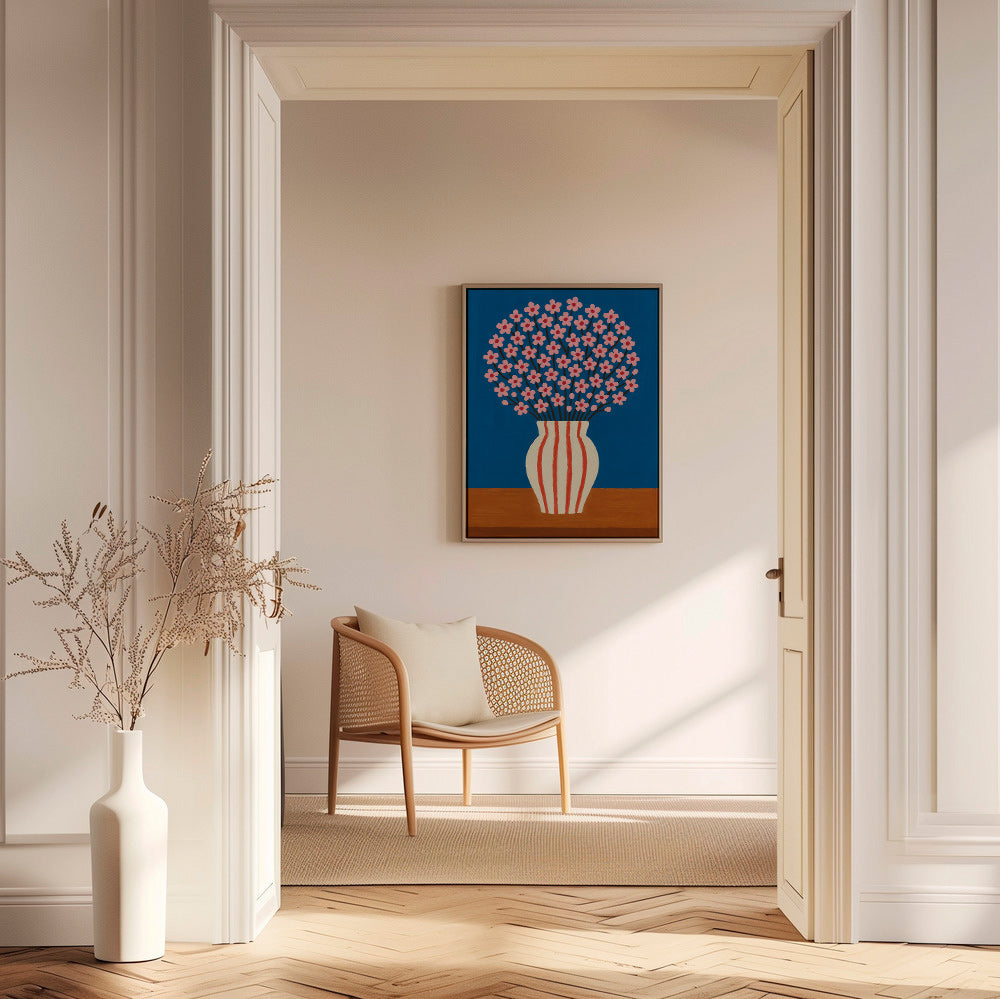 Botanisk plakat: vase med rosa blomster – Canvas1