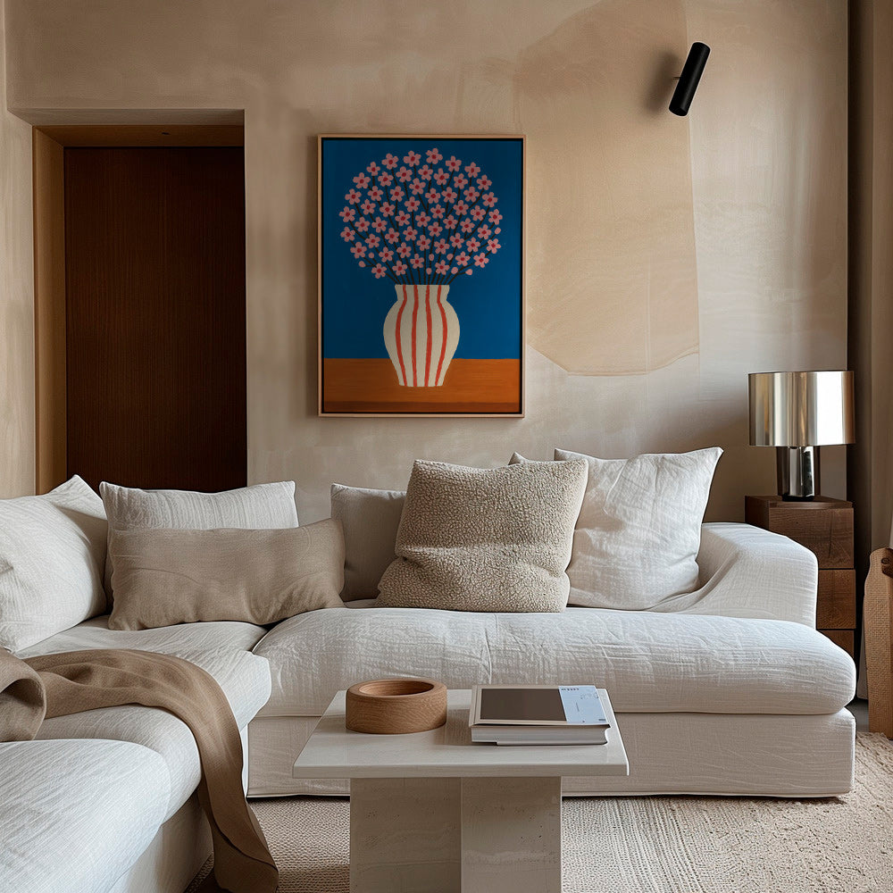 Botanisk plakat: vase med rosa blomster – Canvas2