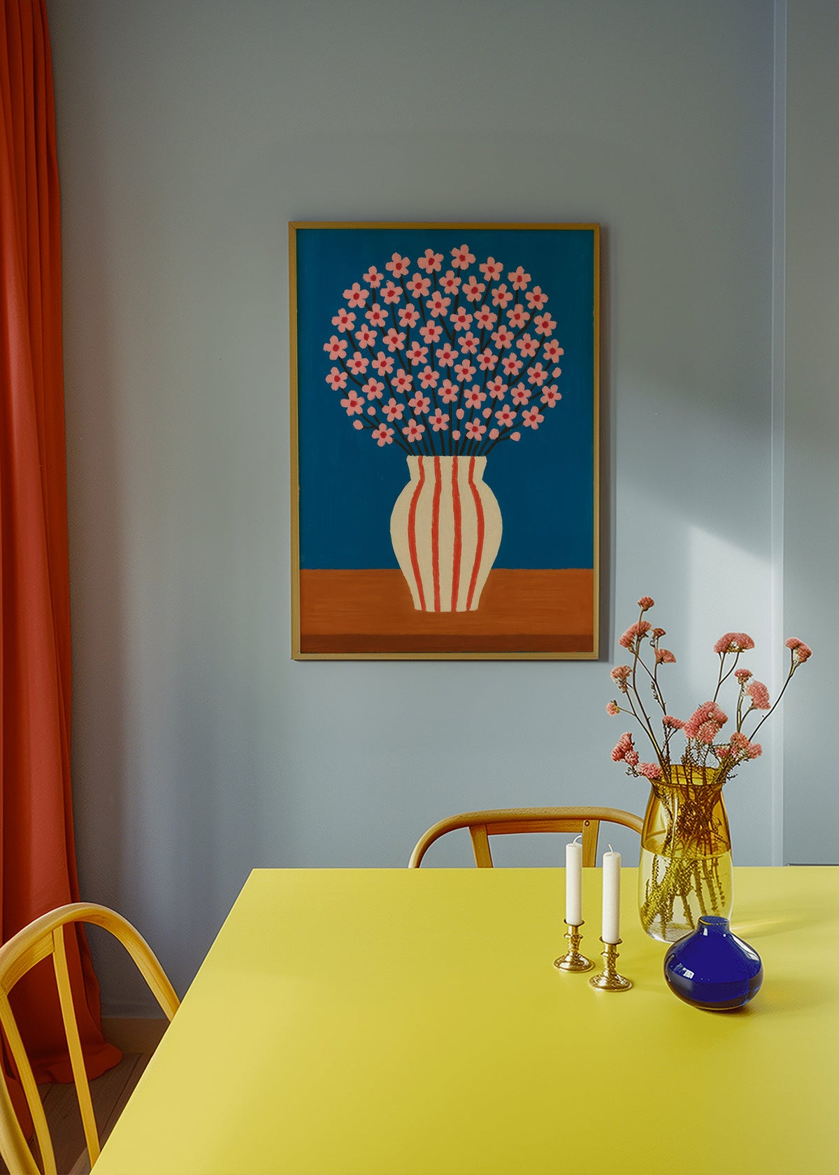Botanisk plakat: vase med rosa blomster – Product1