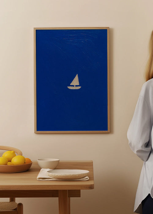 Landskabsbillede med minimalistisk sejlbåd – Product1