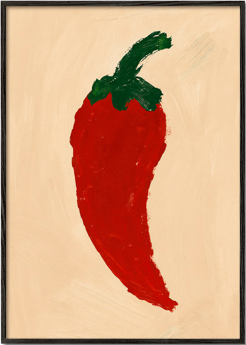 Køkkenkunst rød chili maleri – Black Frame