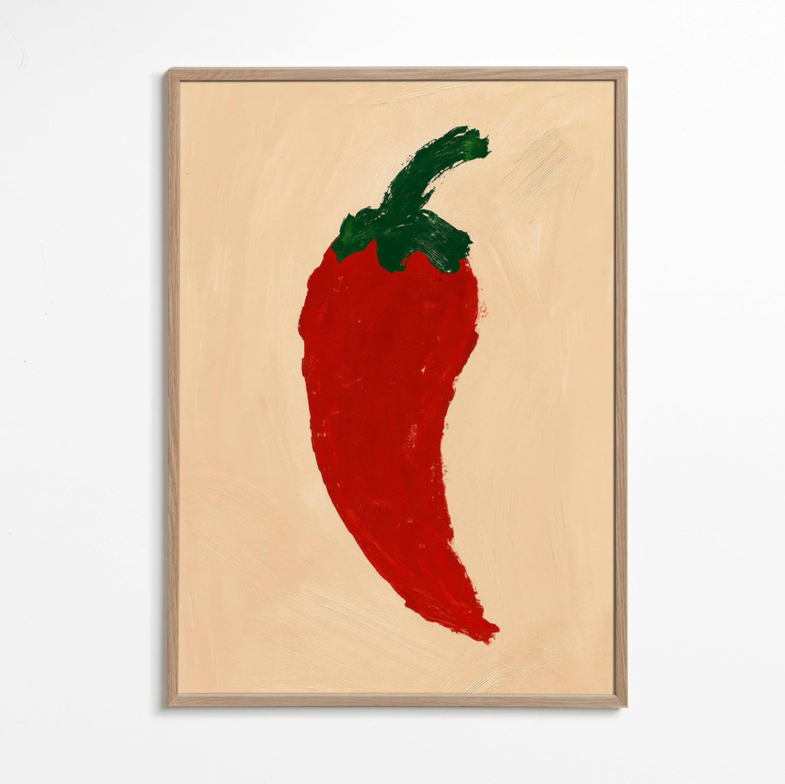 Køkkenkunst rød chili maleri – Oak Frame