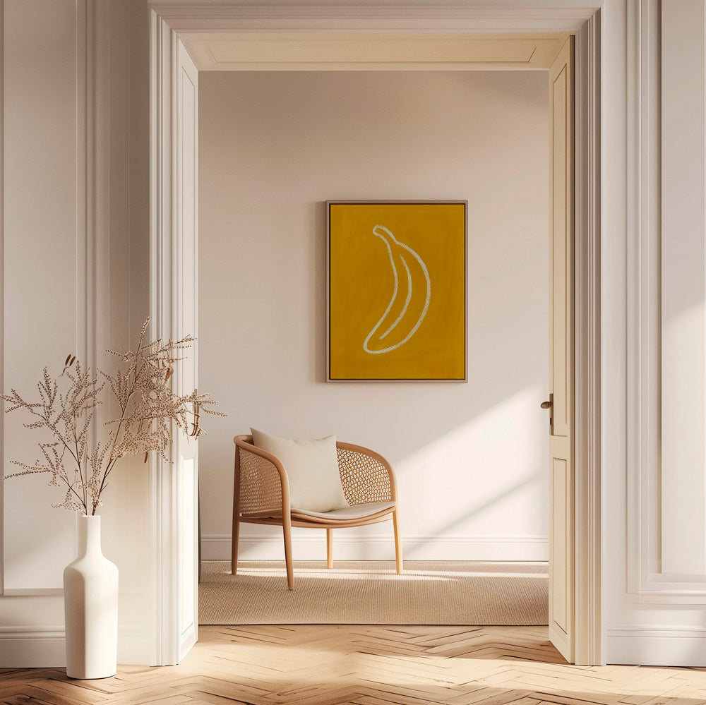 Køkkenkunst: gul banan minimalistisk – Canvas1