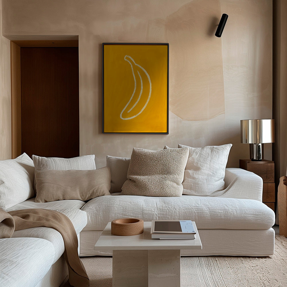 Køkkenkunst: gul banan minimalistisk – Canvas2