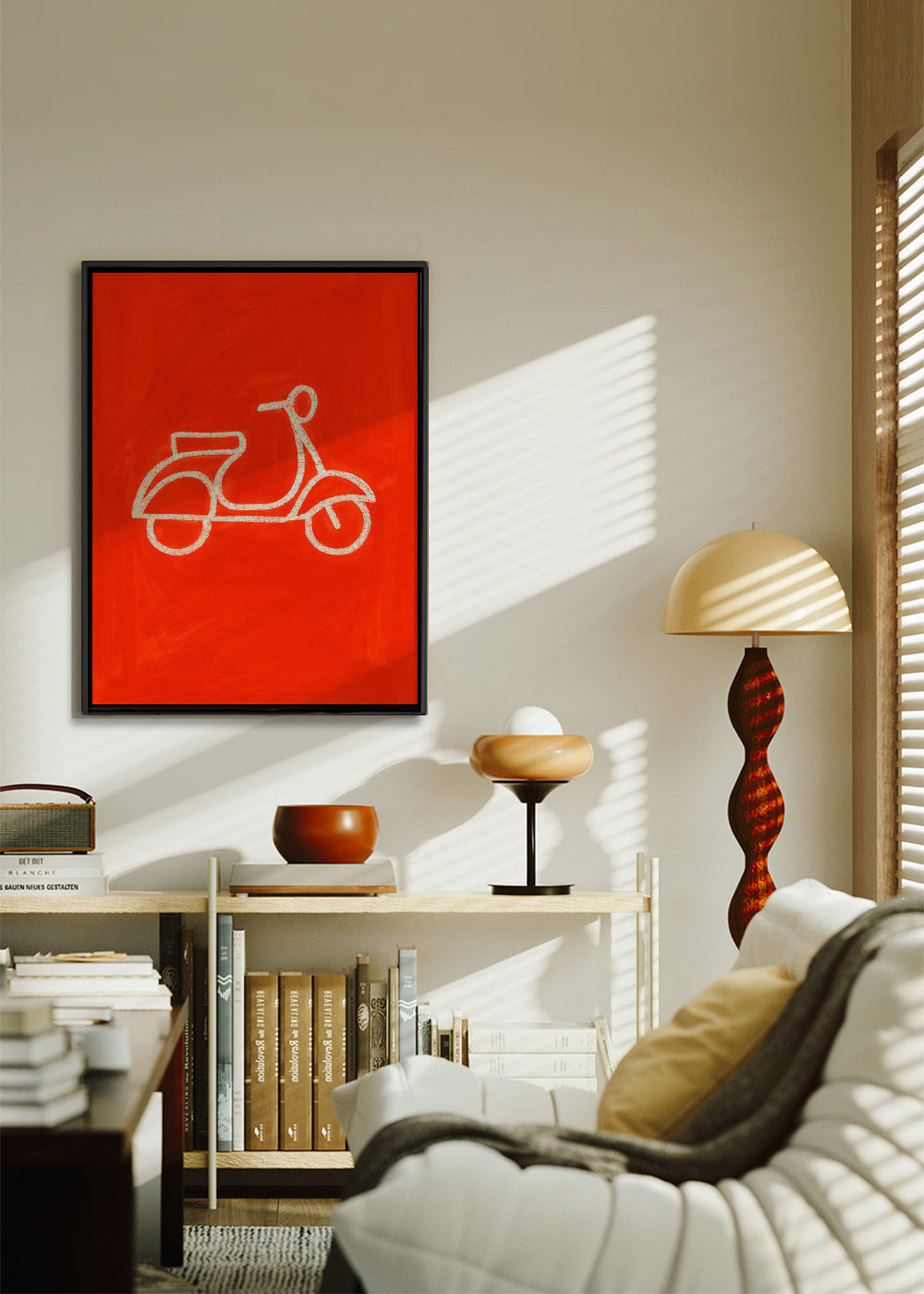 Rød scooter illustration – Canvas2