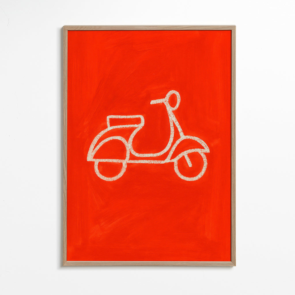 Rød scooter illustration – Oak Frame