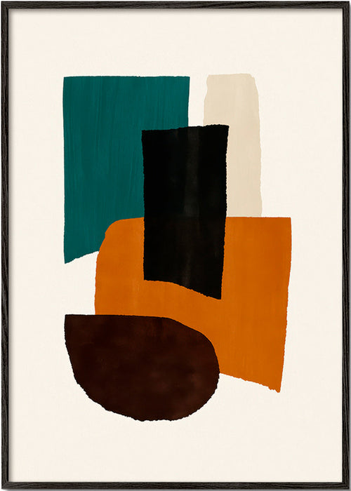 Abstrakt billede med jordfarvede blokke – Black Frame