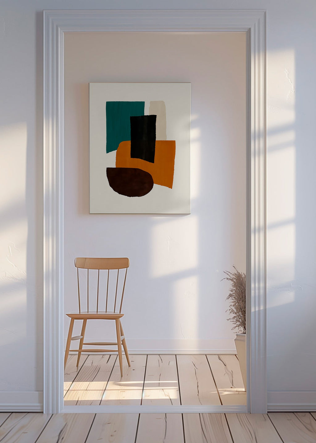 Abstrakt billede med jordfarvede blokke – Canvas