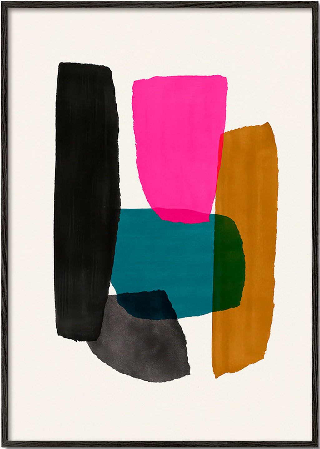 Abstrakt værk med magenta element – Black Frame