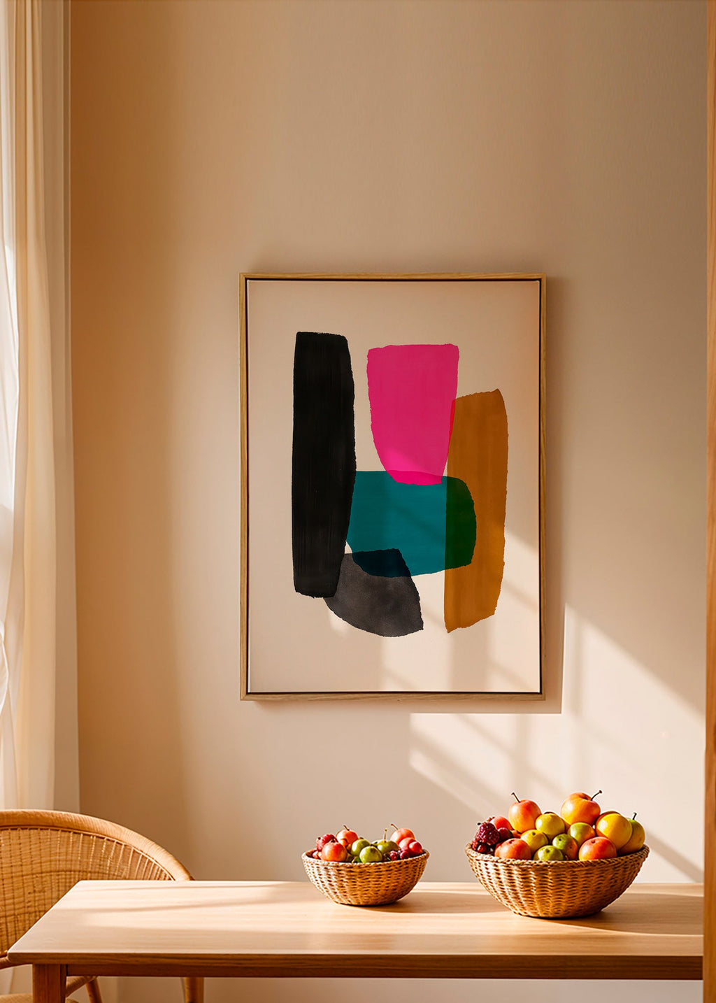 Abstrakt værk med magenta element – Canvas1