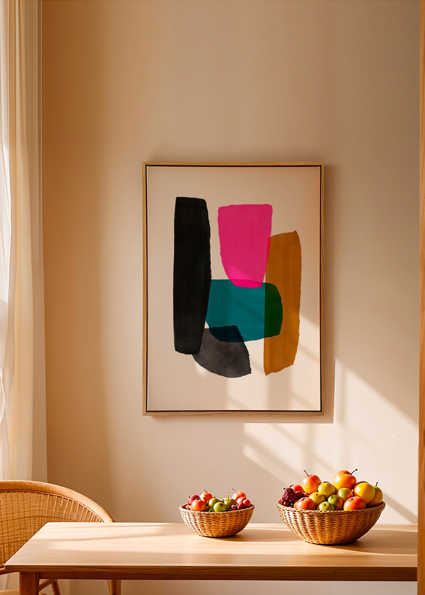 Abstrakt værk med magenta element – Canvas1