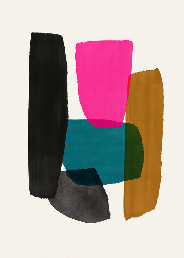 Abstrakt værk med magenta element