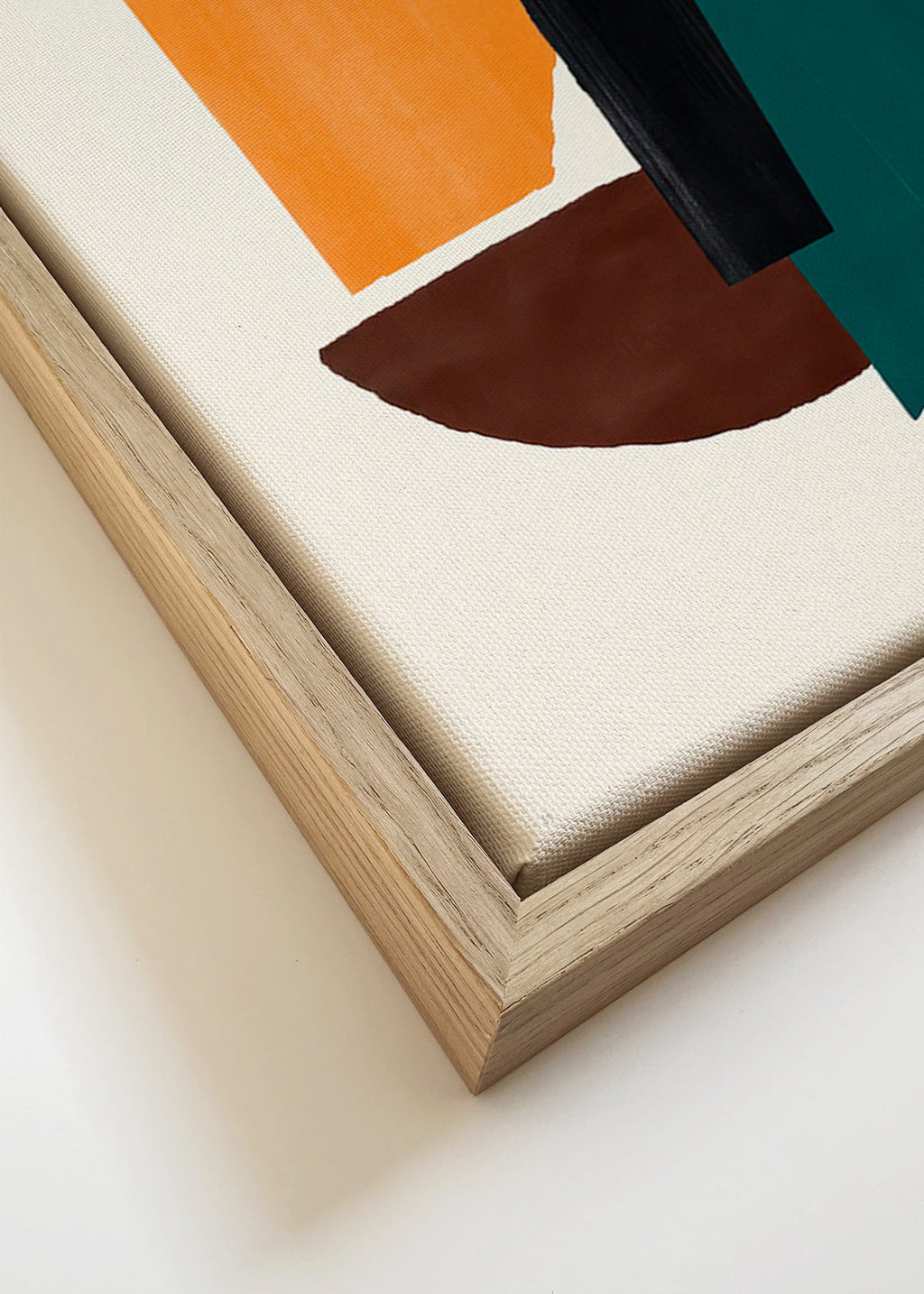 Abstrakt billede med okker og grønne former – Canvas detail
