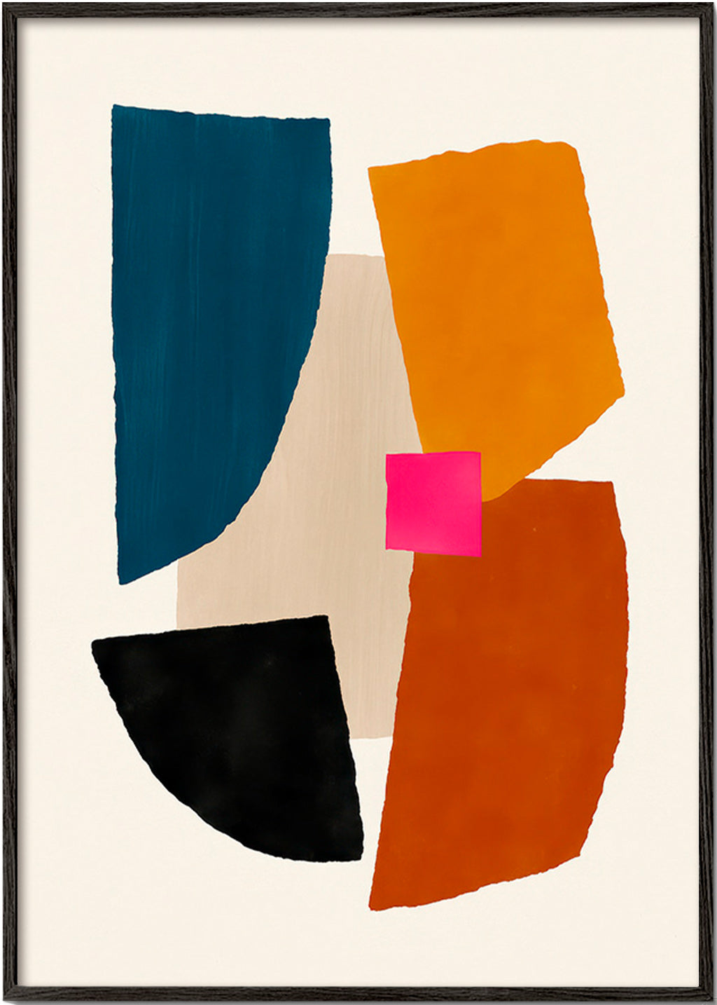 Abstrakt billede med markante farvefelter – Black Frame