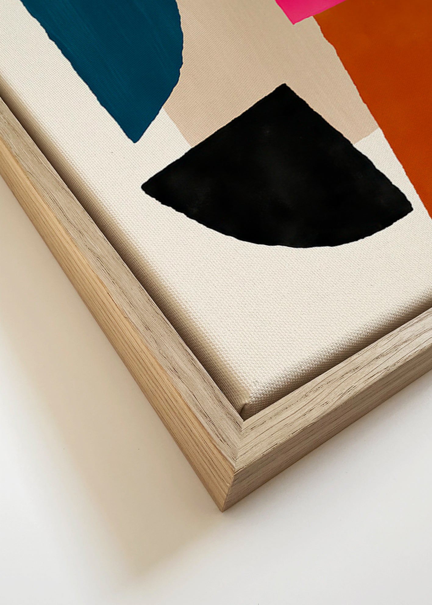 Abstrakt billede med markante farvefelter – Canvas detail
