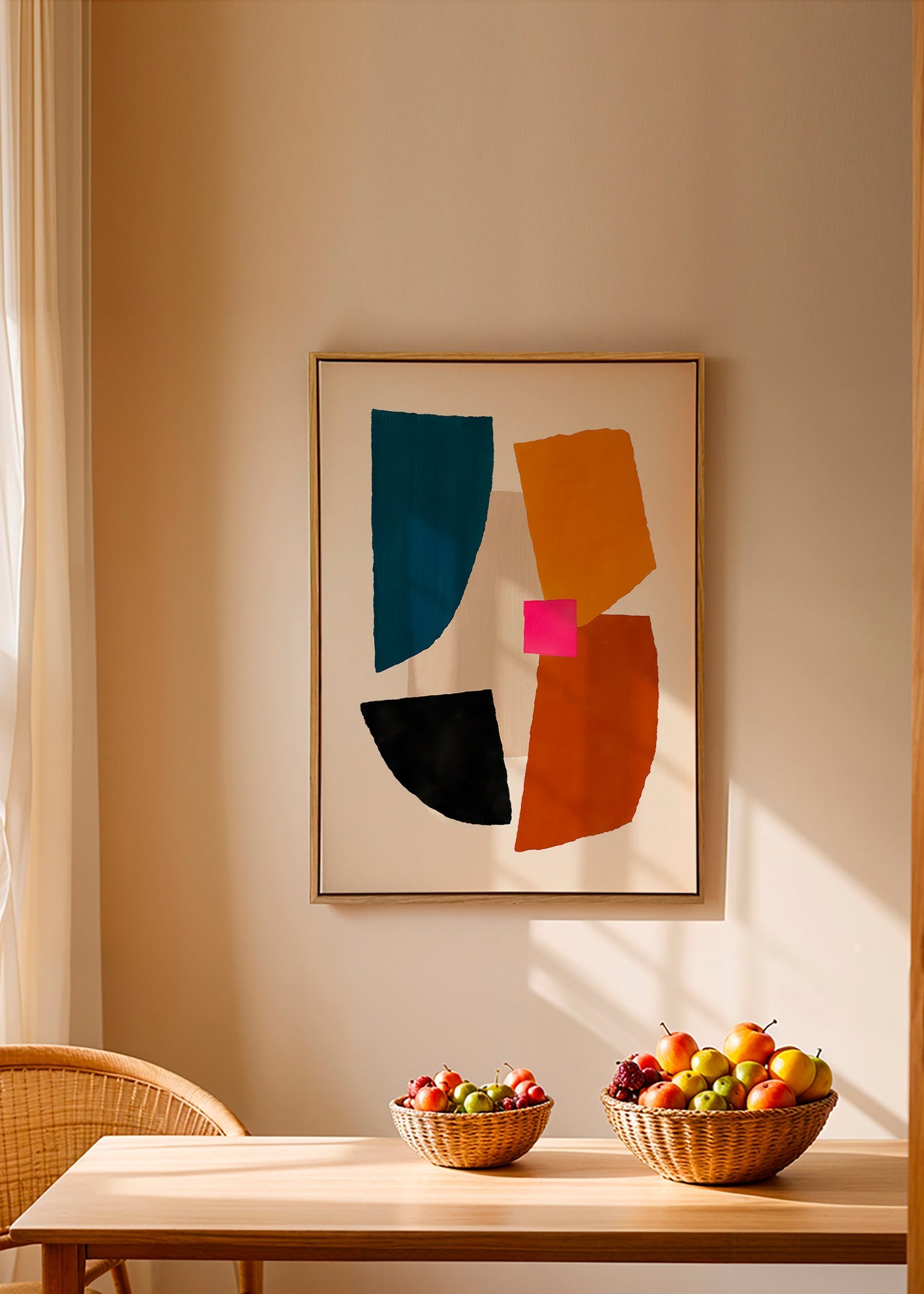 Abstrakt billede med markante farvefelter – Canvas1