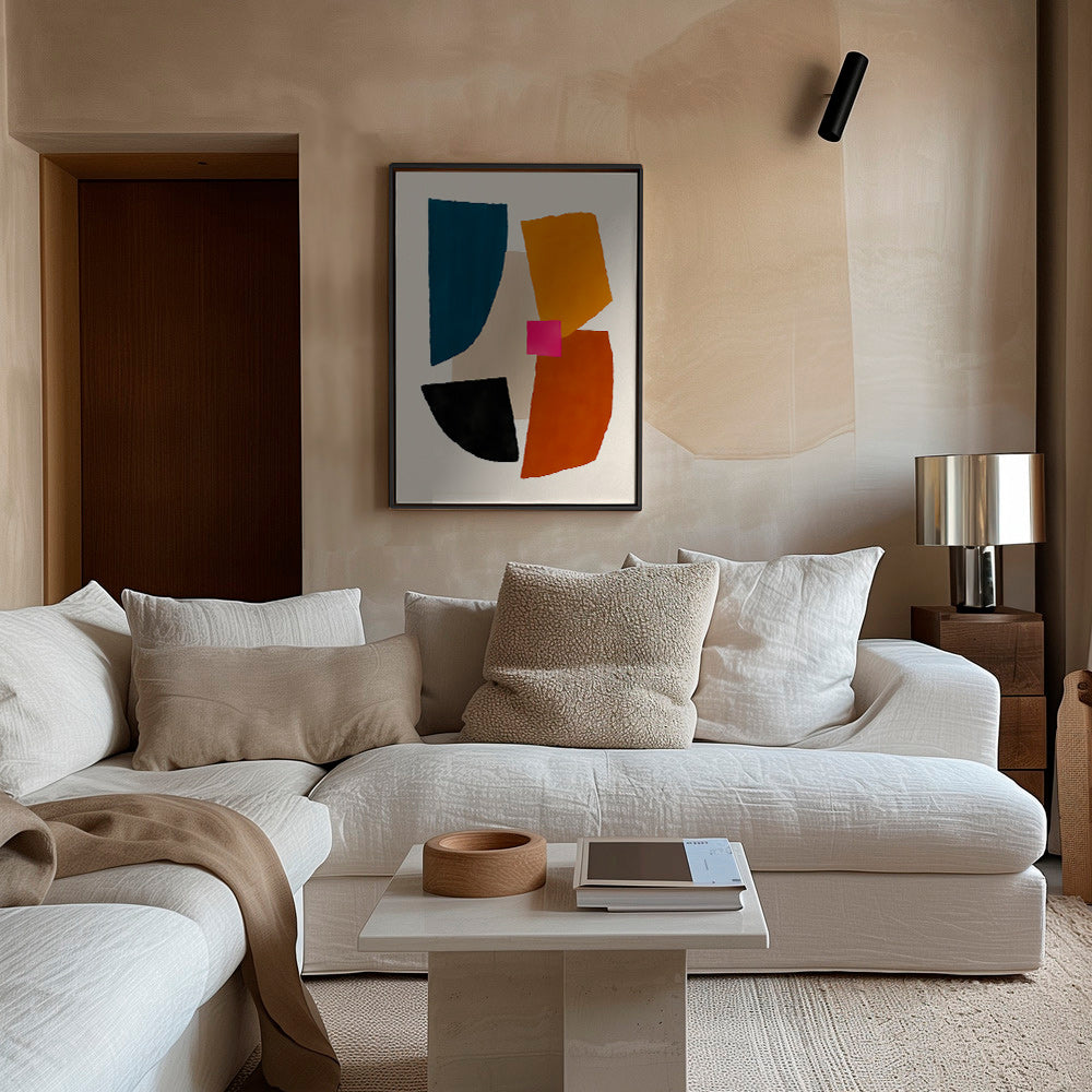 Abstrakt billede med markante farvefelter – Canvas2