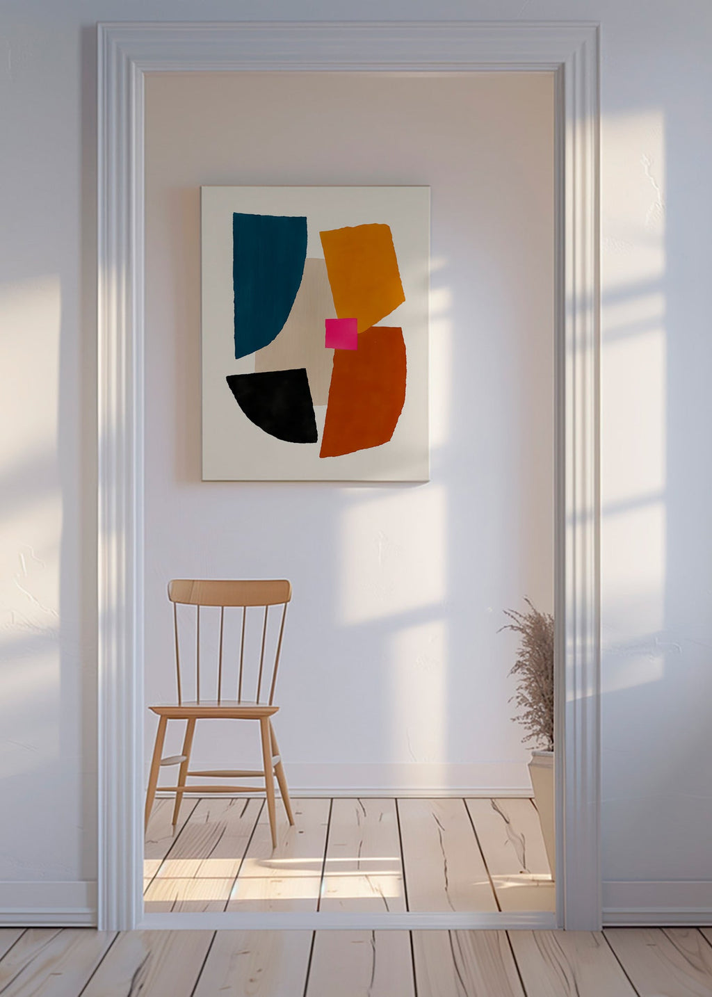 Abstrakt billede med markante farvefelter – Canvas