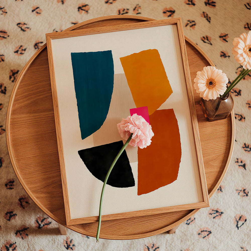 Abstrakt billede med markante farvefelter – Product1