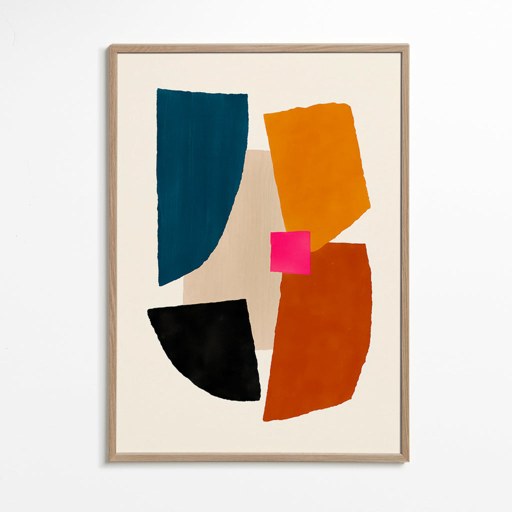 Abstrakt billede med markante farvefelter – Oak Frame