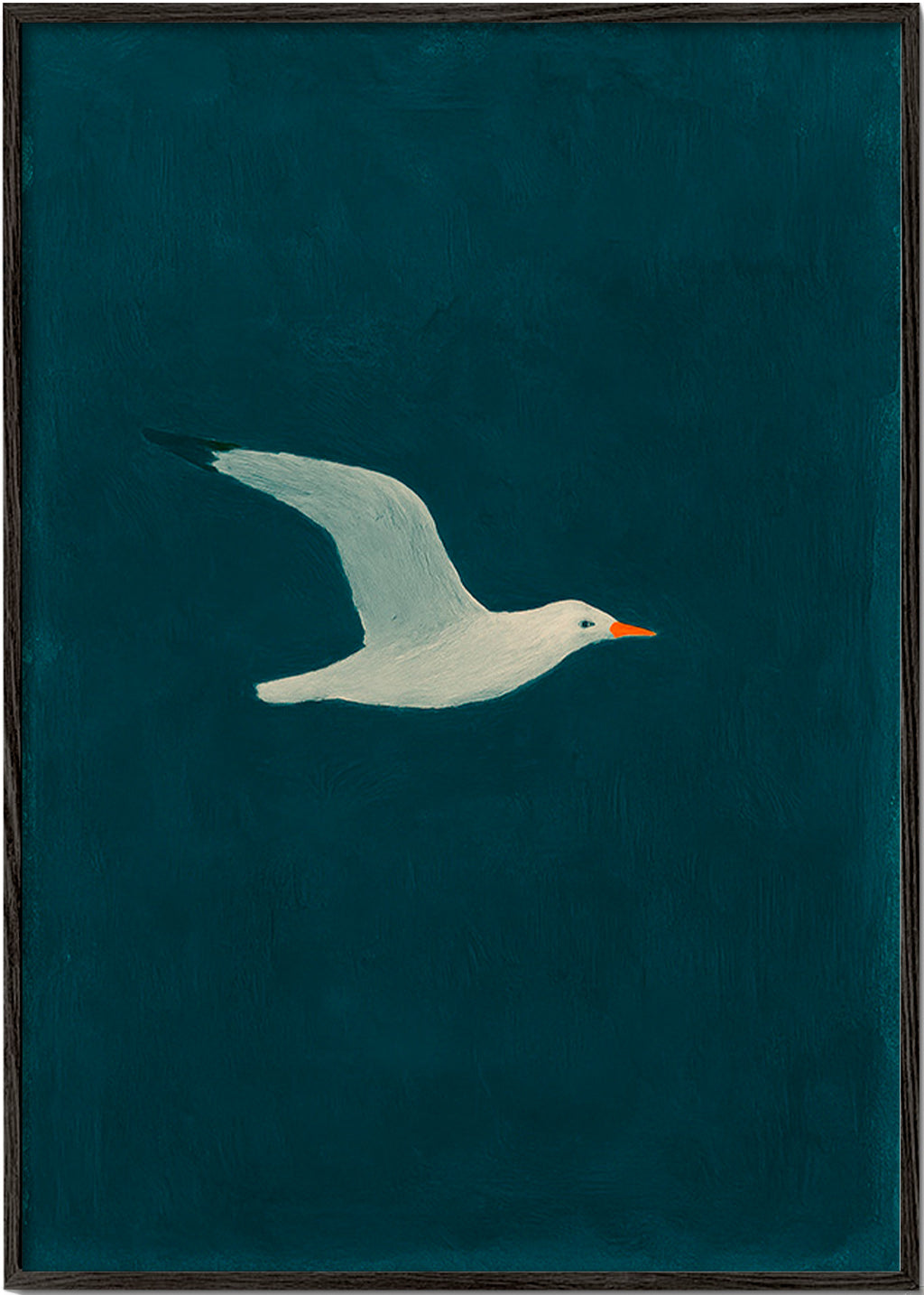 Kunst måge i flyvning over dybt hav – Black Frame