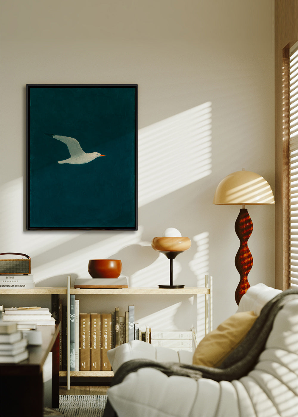 Kunst måge i flyvning over dybt hav – Canvas2