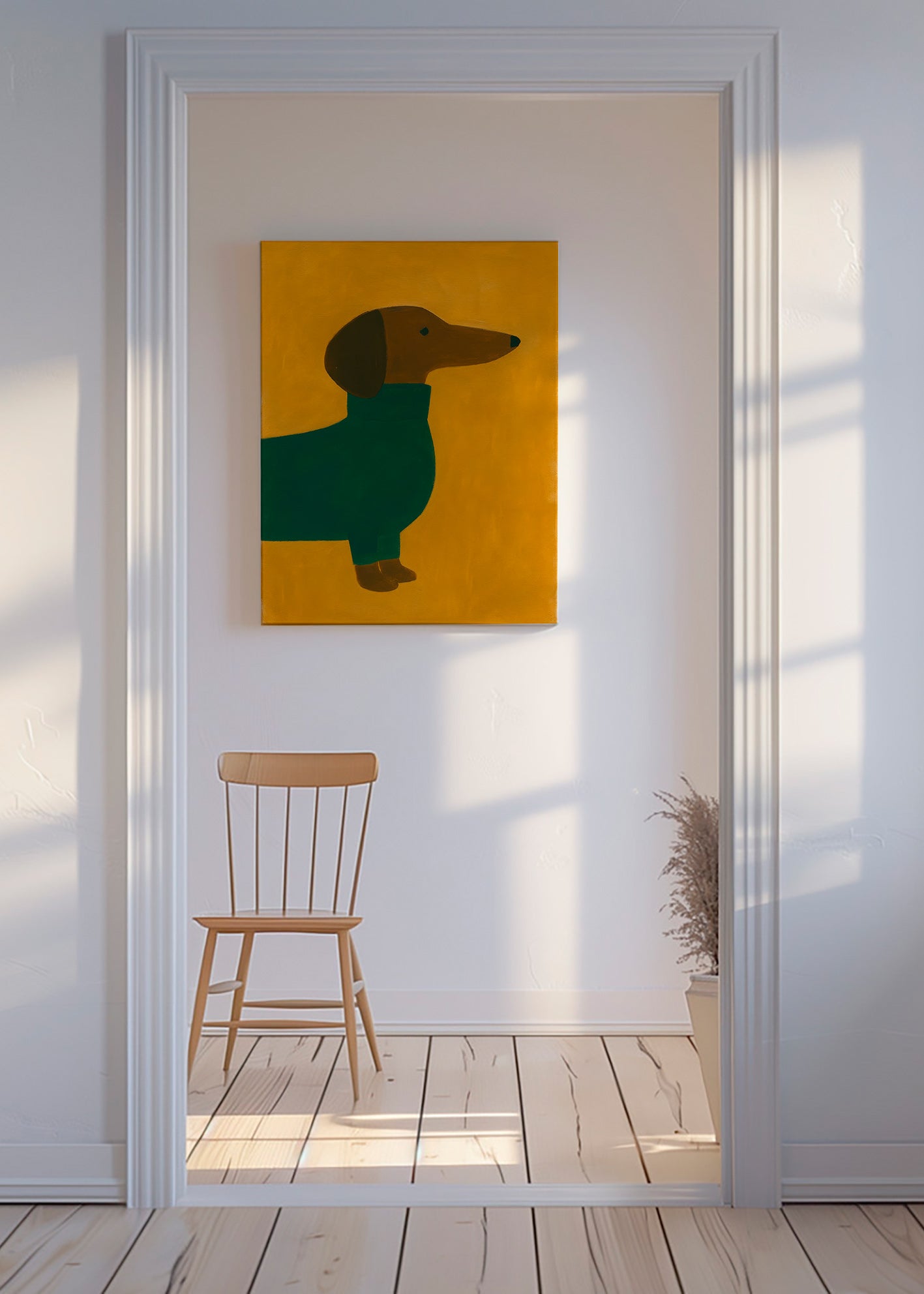 Billede af gravhund i sennep – Canvas
