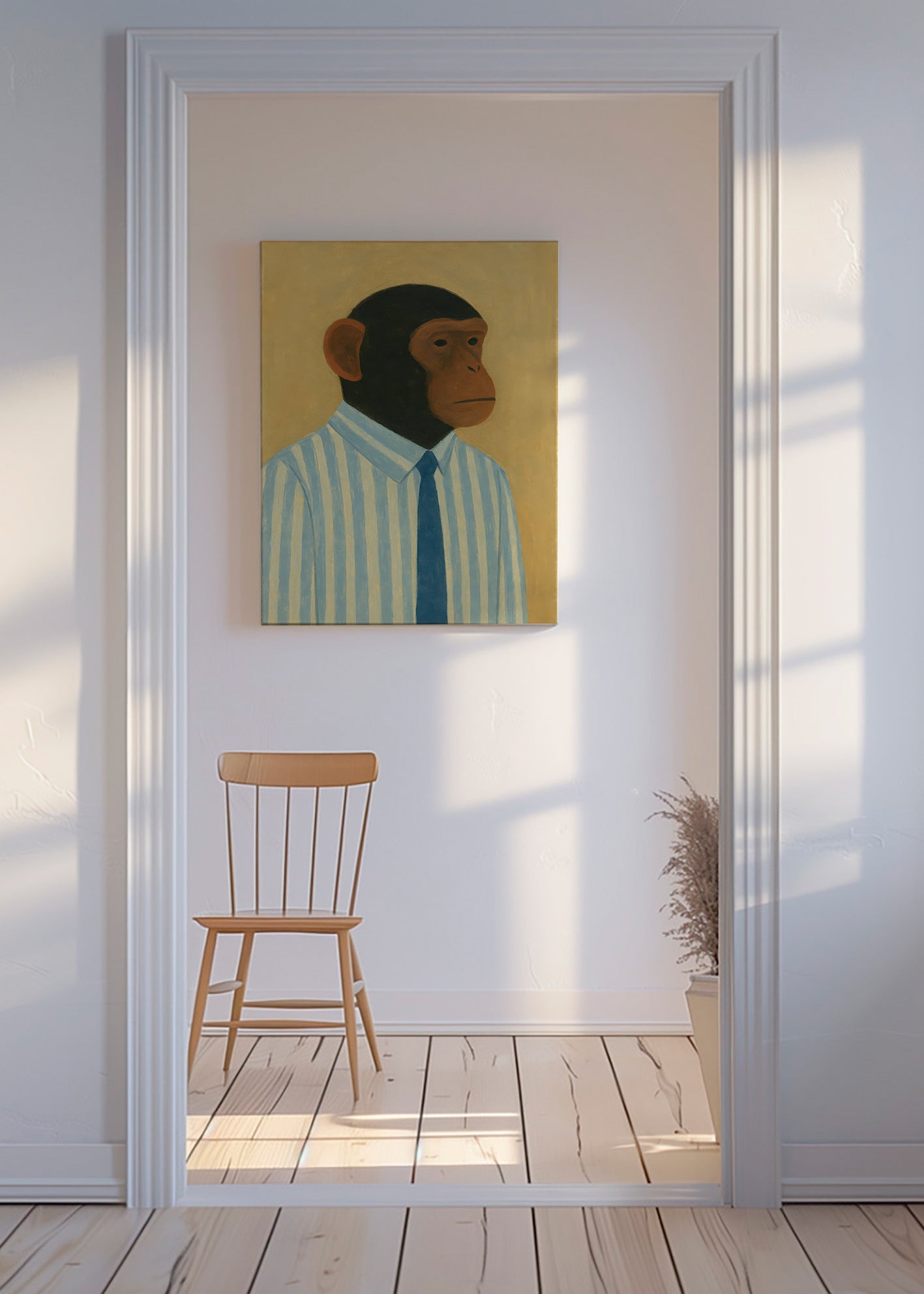 Abe i skjorte med striber – Canvas