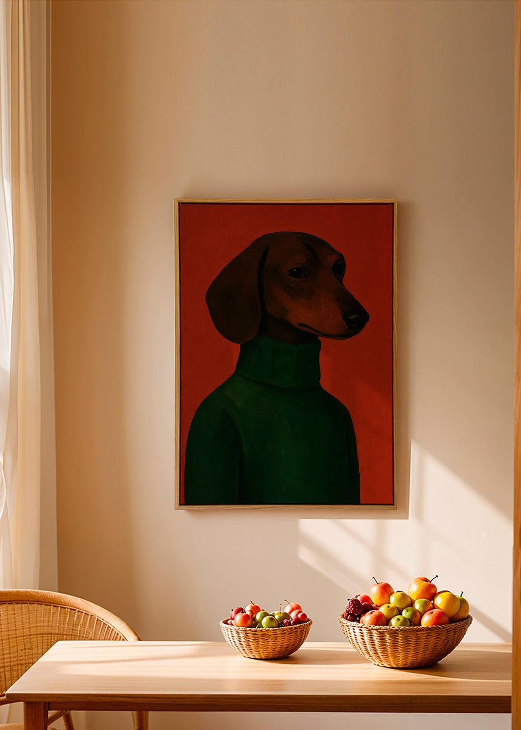 Hundeportræt med grøn sweater – Canvas1