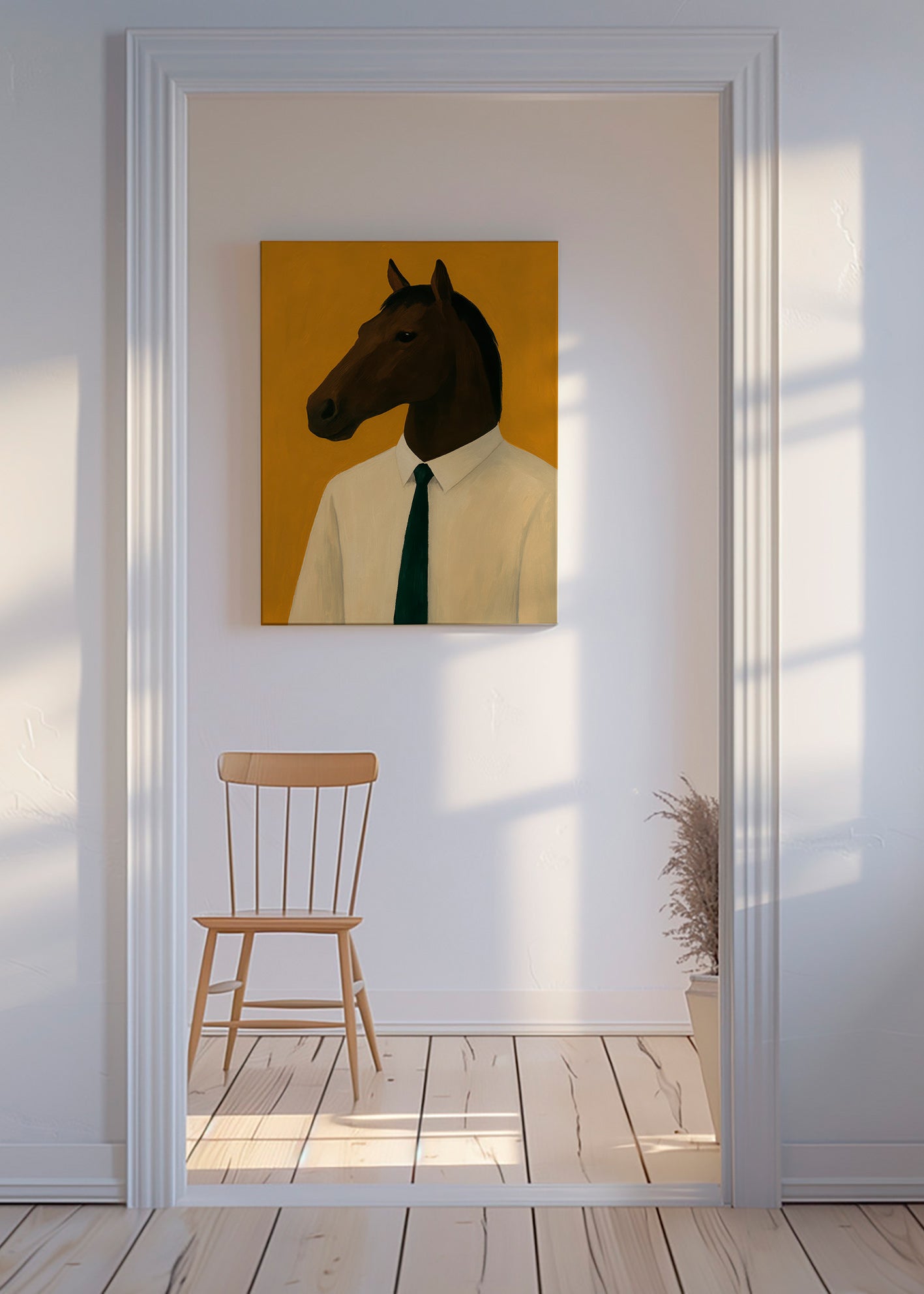 Kunstværk: Heste portræt med slips – Canvas