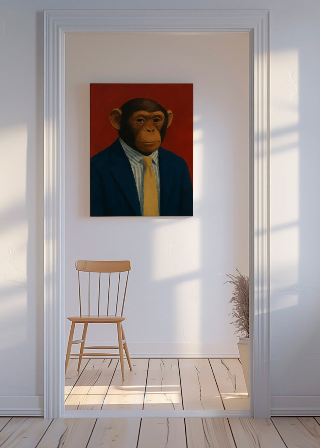 Plakat chimpanse i jakkesæt – Canvas