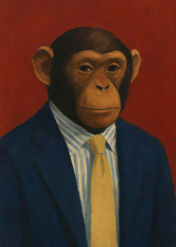 Plakat chimpanse i jakkesæt