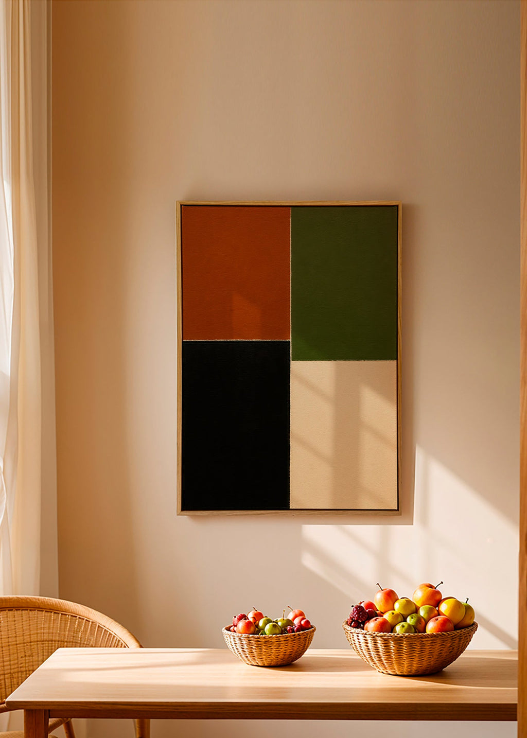 Geometrisk billede jordfarvede blokke – Canvas2