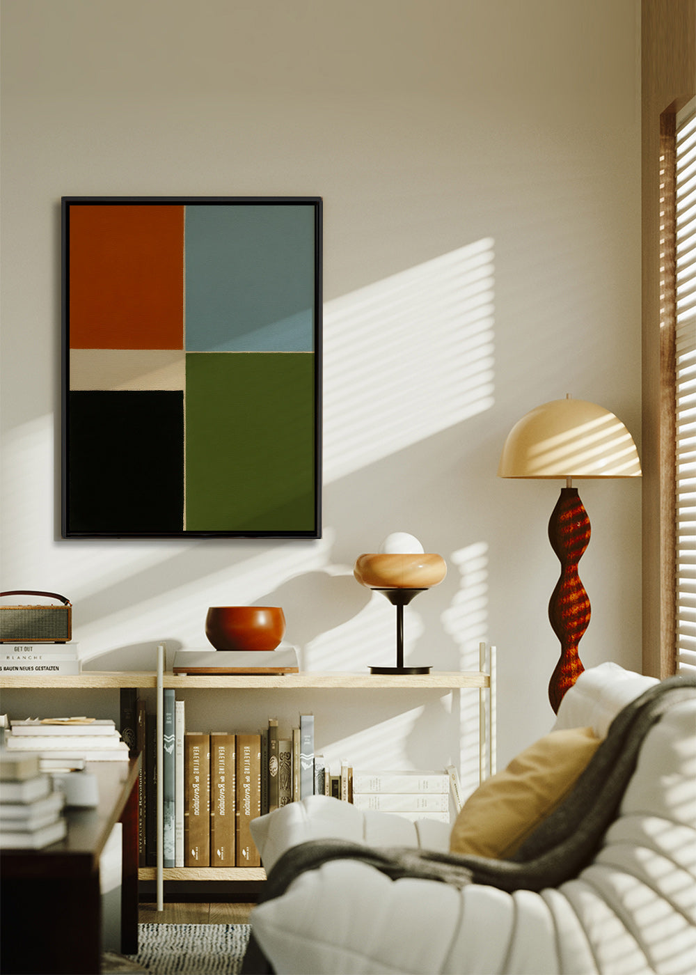 Geometrisk plakat med lodrette farveblokke – Canvas2
