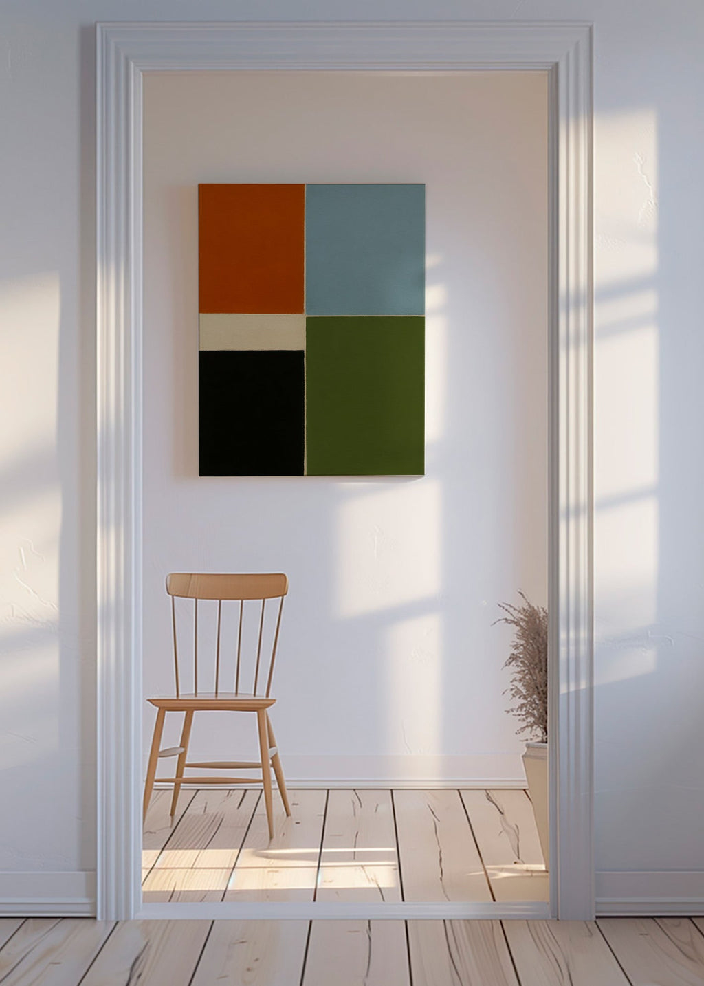 Geometrisk plakat med lodrette farveblokke – Canvas