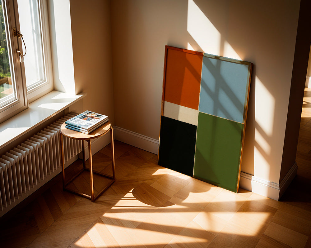 Geometrisk plakat med lodrette farveblokke – Product1