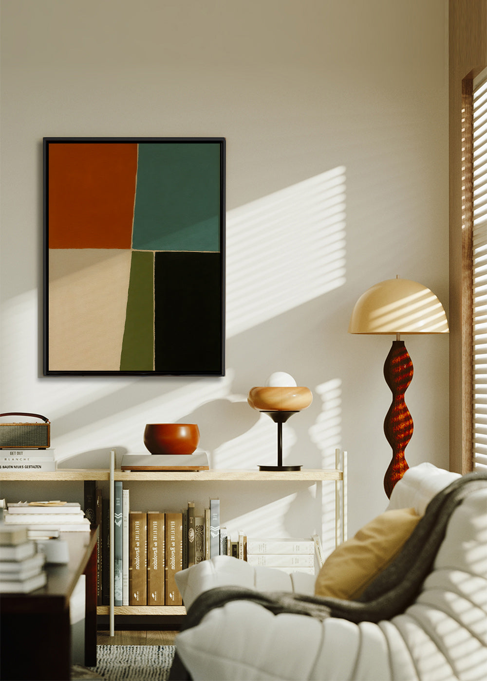 Geometrisk plakat med jord- og havblokke – Canvas2