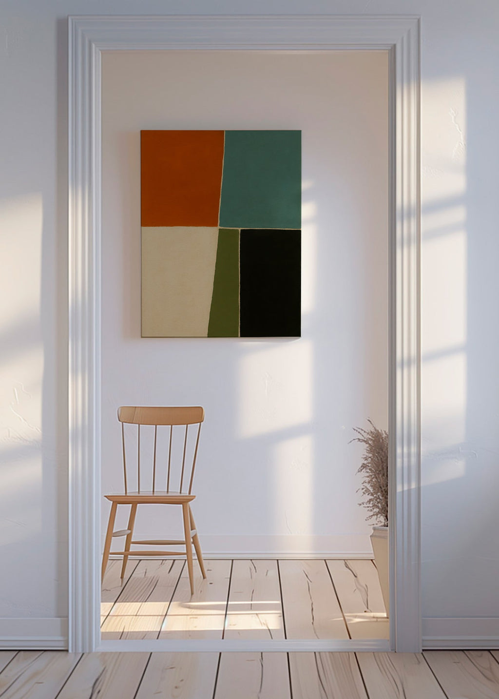 Geometrisk plakat med jord- og havblokke – Canvas