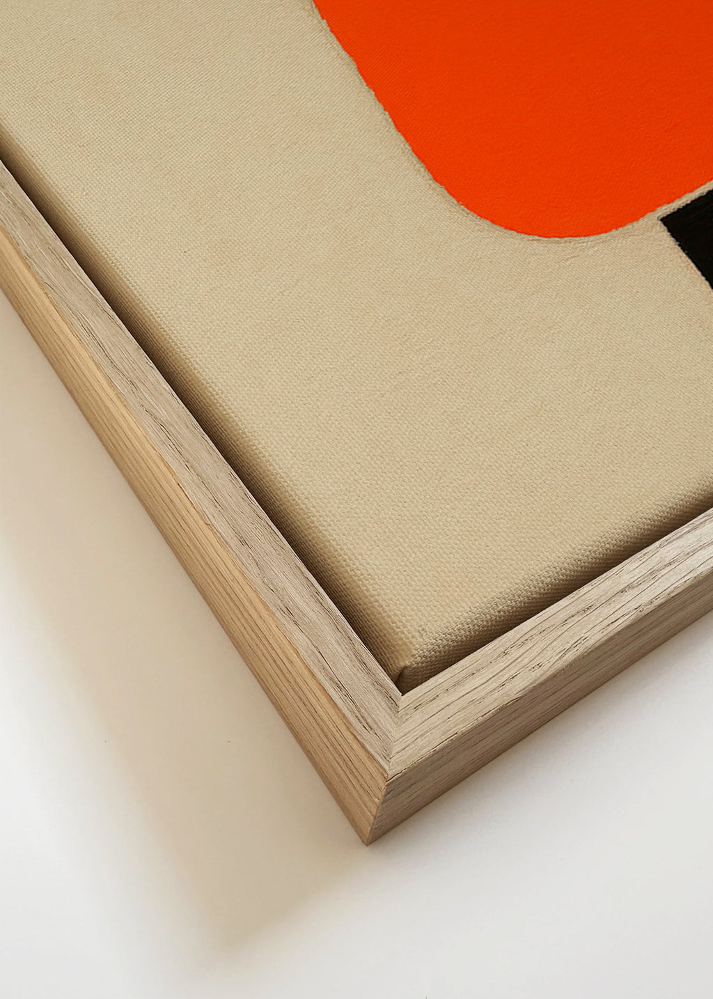 Geometrisk plakat med orange blok og sort bund – Canvas detail