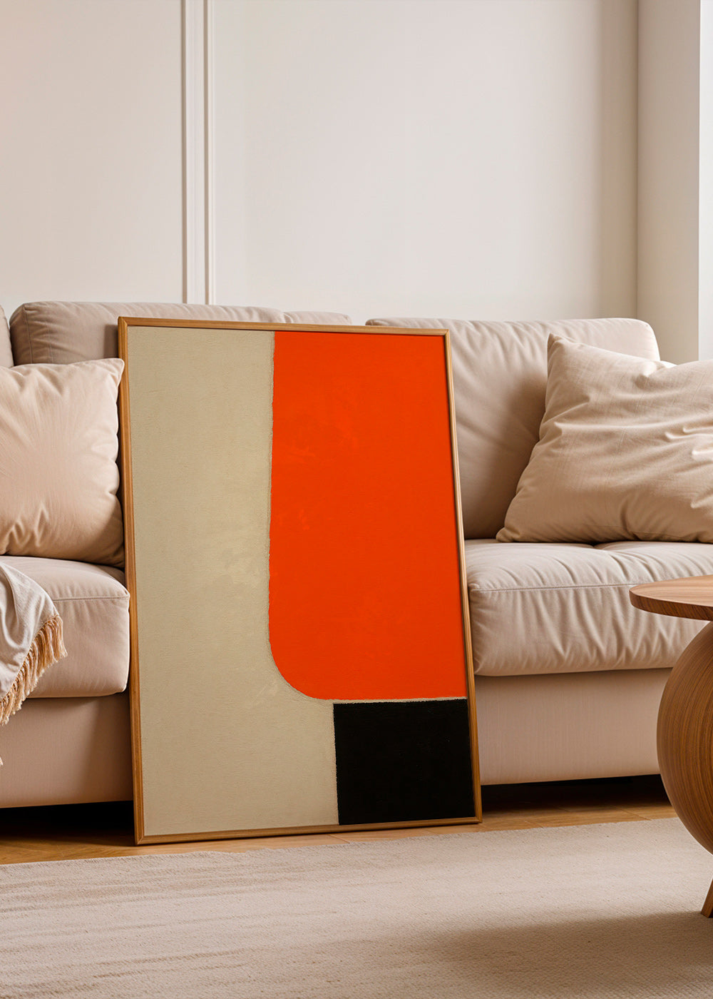 Geometrisk plakat med orange blok og sort bund – Product1