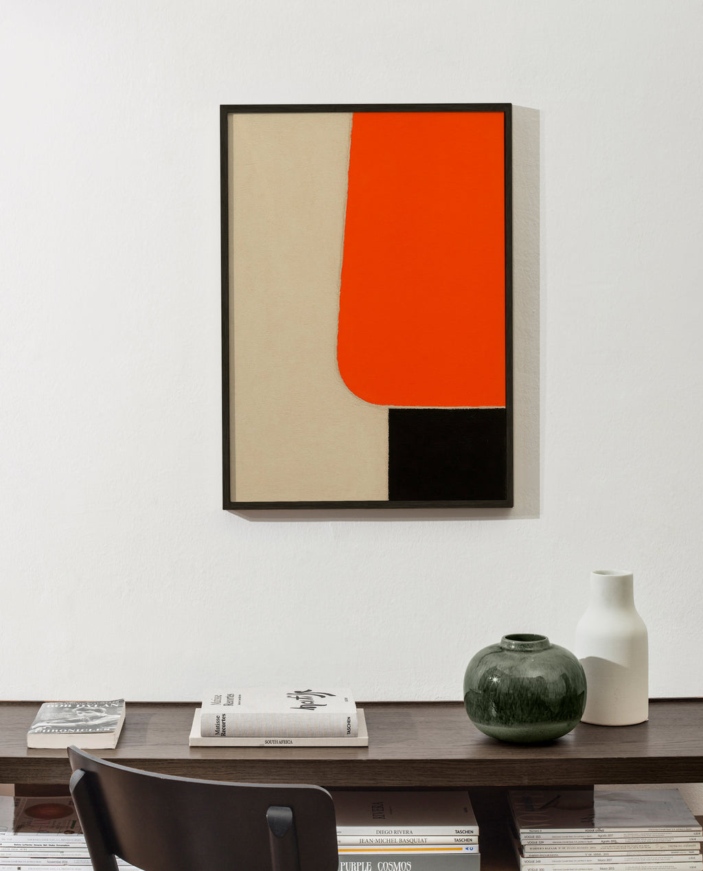 Geometrisk plakat med orange blok og sort bund – Product3