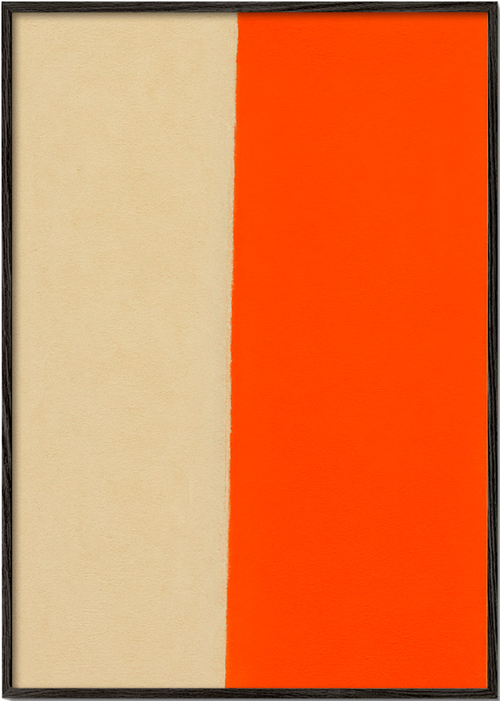 Kunst minimalisme med lodret orange bånd – Black Frame