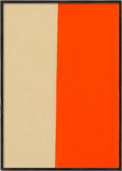 Kunst minimalisme med lodret orange bånd – Black Frame