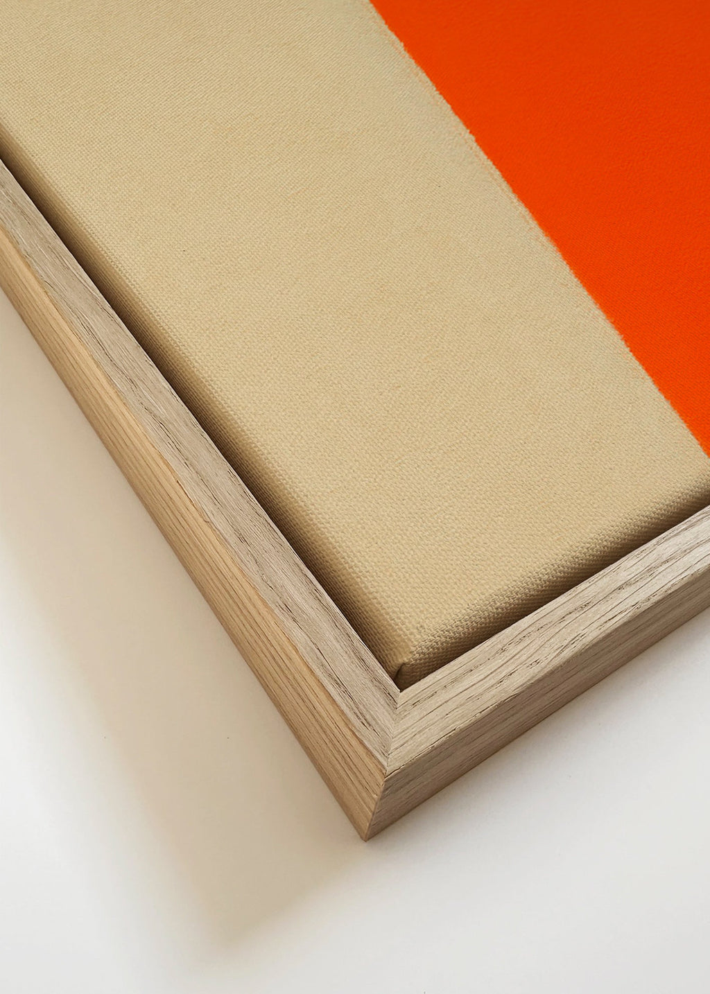 Kunst minimalisme med lodret orange bånd – Canvas detail