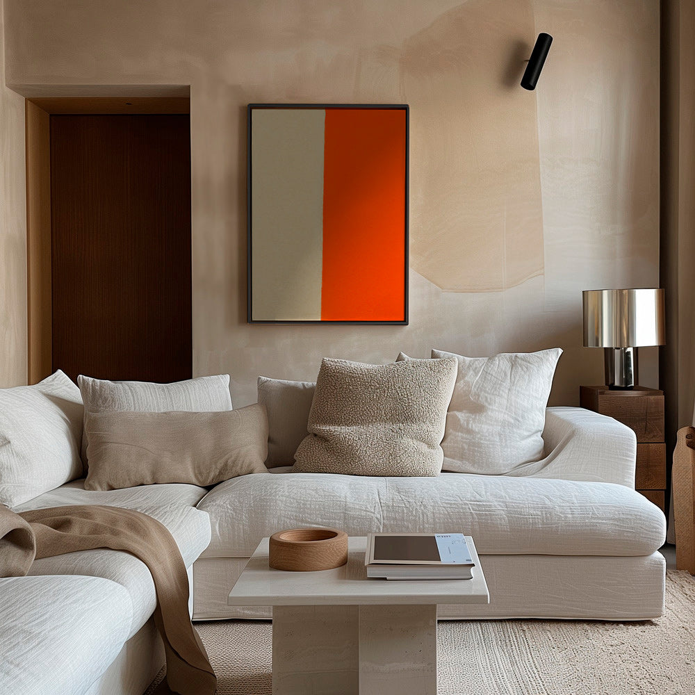 Kunst minimalisme med lodret orange bånd – Canvas1