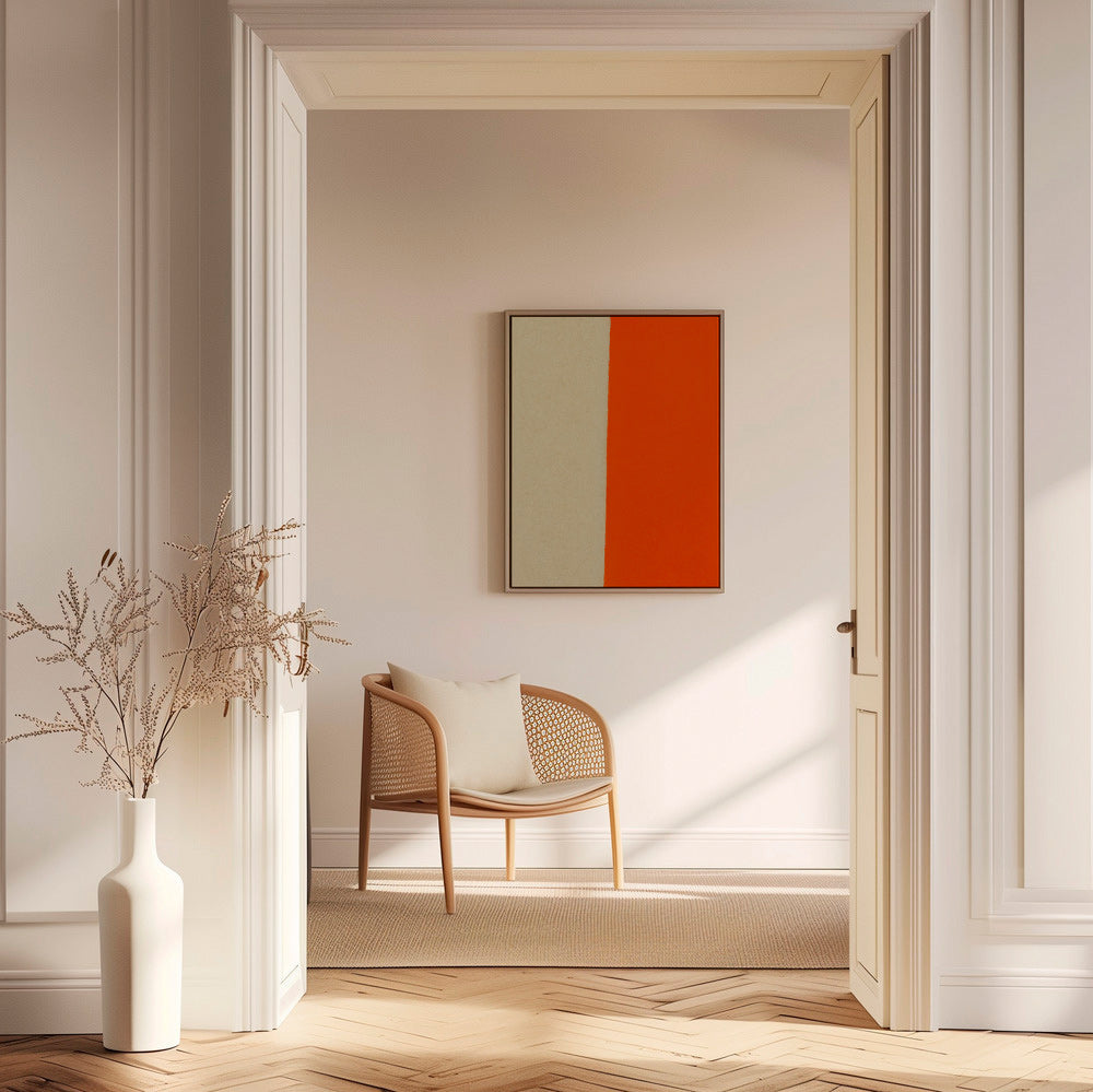 Kunst minimalisme med lodret orange bånd – Canvas2