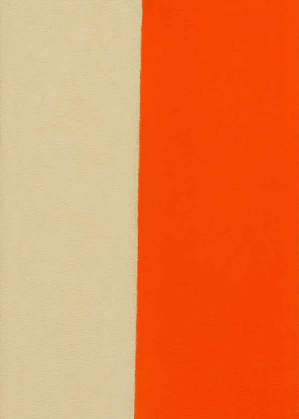 Kunst minimalisme med lodret orange bånd