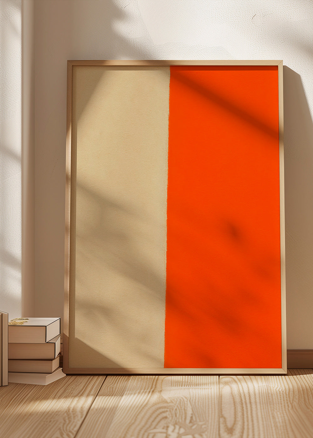 Kunst minimalisme med lodret orange bånd – Product1