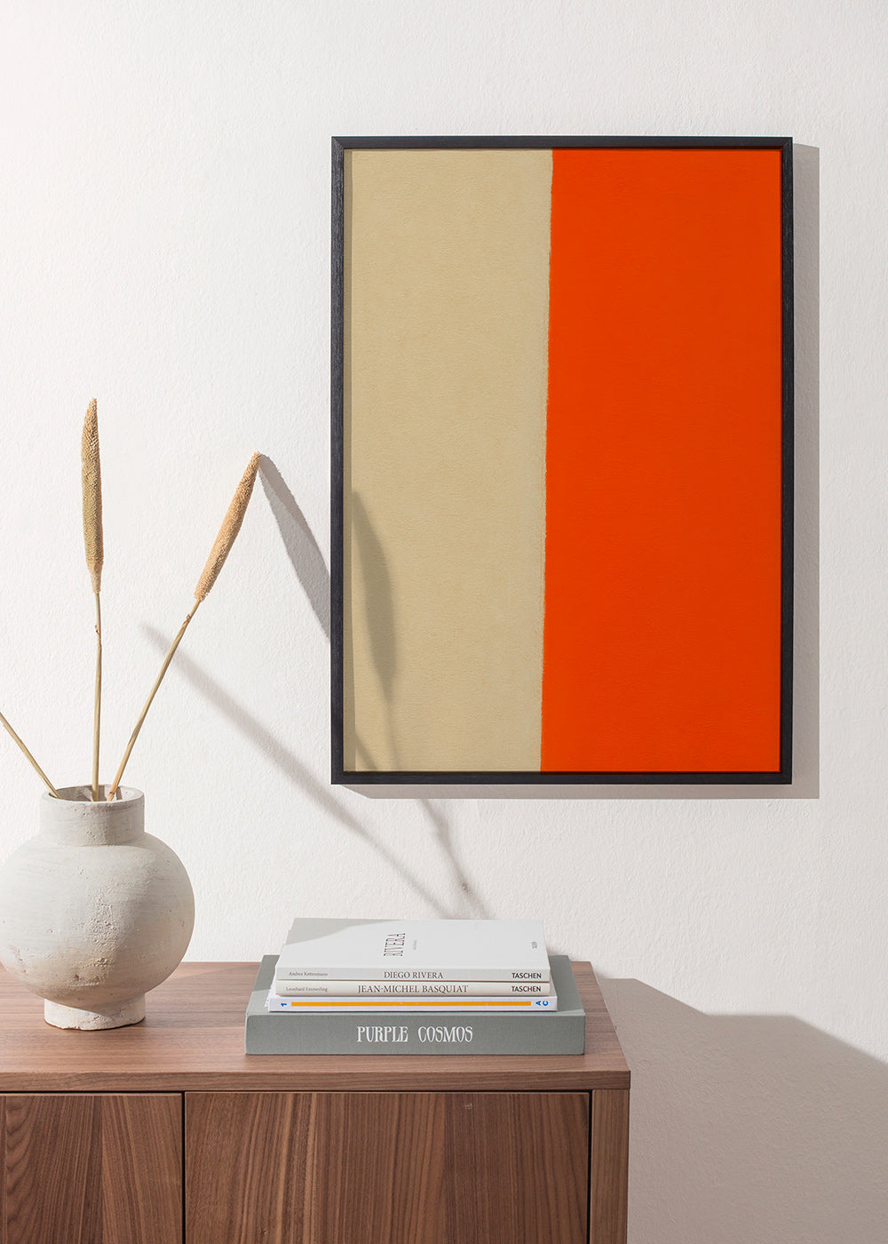 Kunst minimalisme med lodret orange bånd – Product2